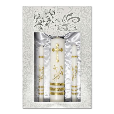 Wedding Unity Candle Set with Gold Base (4pcs)