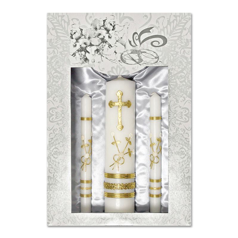 Wedding Unity Candle Set with Gold Base (4pcs)