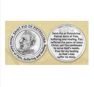 St Padre Pio pocket prayer token/coin