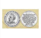 St Padre Pio pocket prayer token/coin