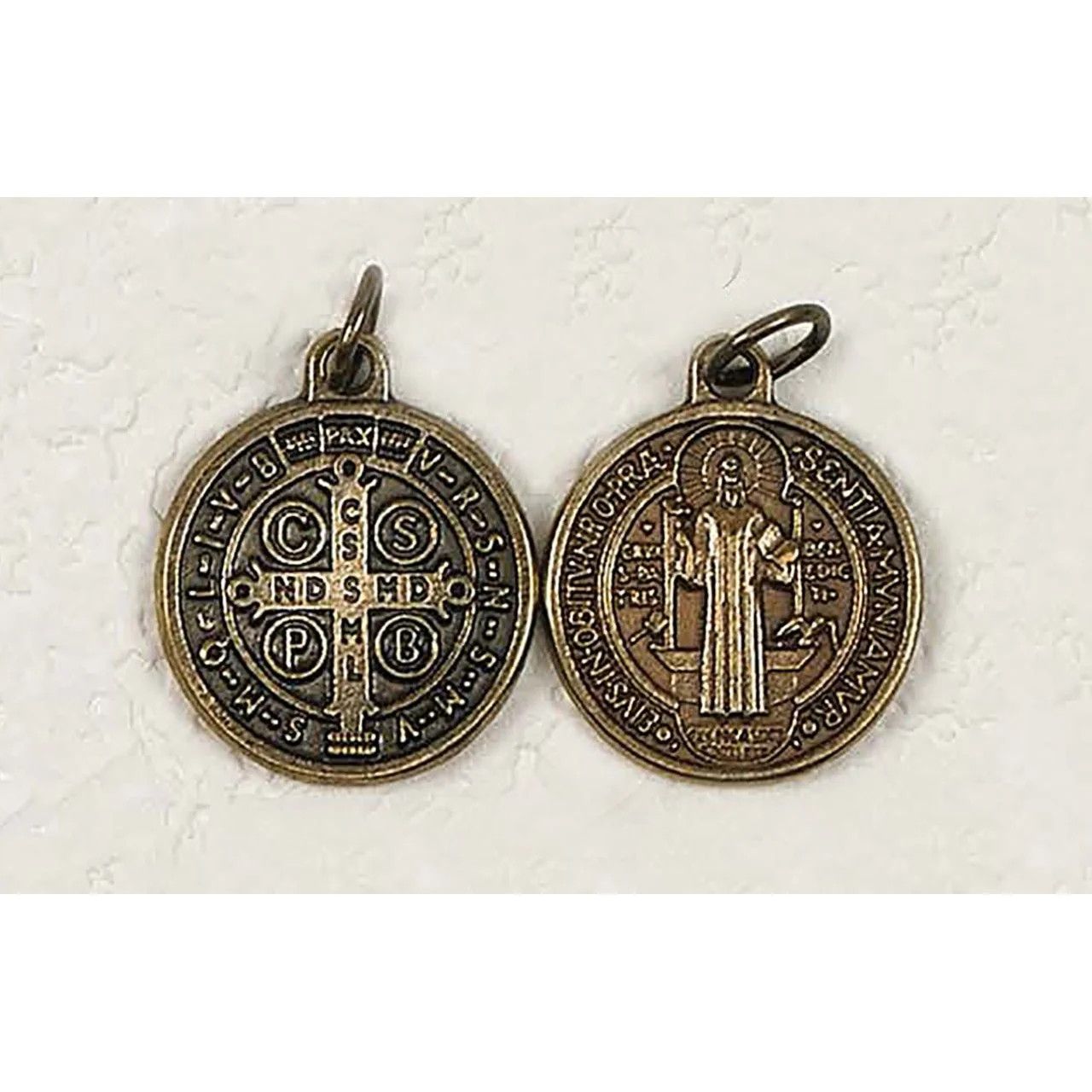Tiny St Benedict Medals - 1.1 cm, Color: brass tone