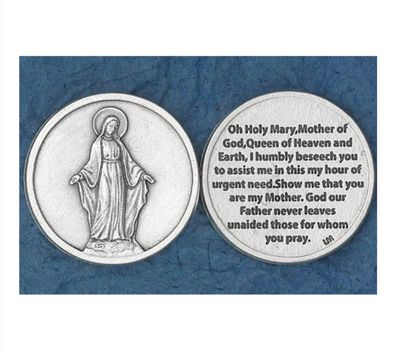 Hail Mary/Ave Maria pocket prayer token/coin