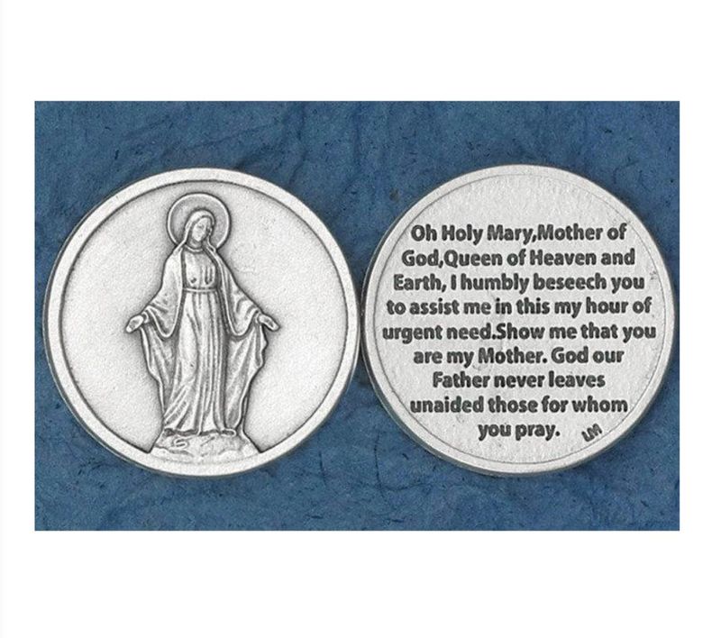 Hail Mary/Ave Maria pocket prayer token/coin