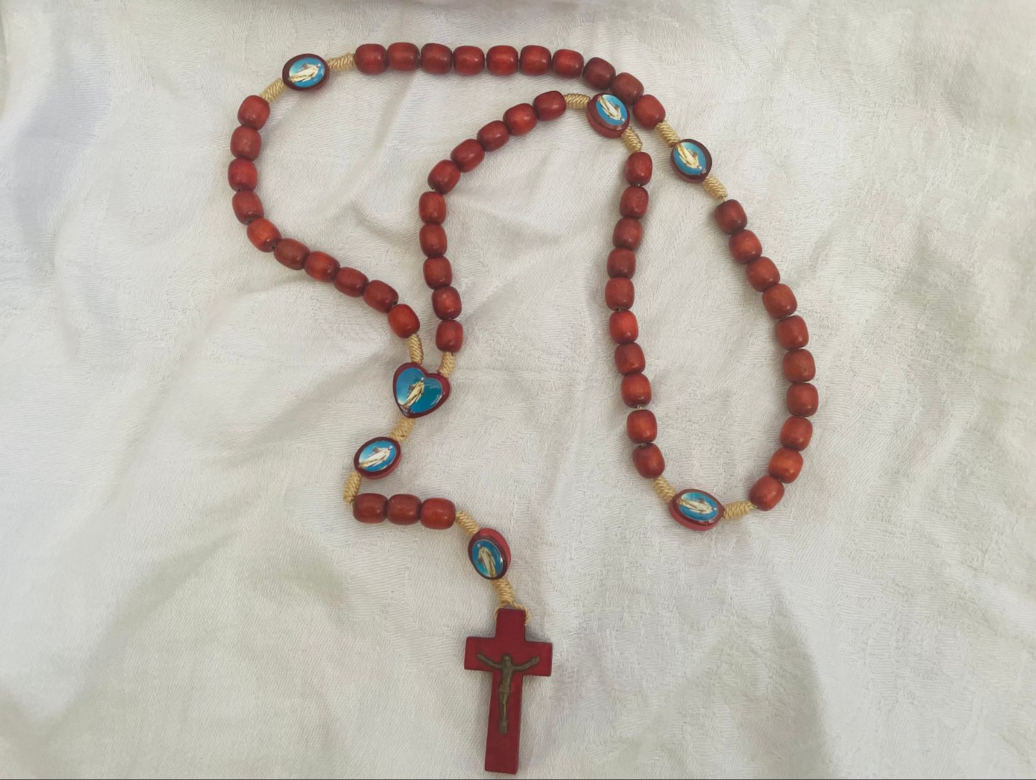 Our Lady of Peace wood Rosary