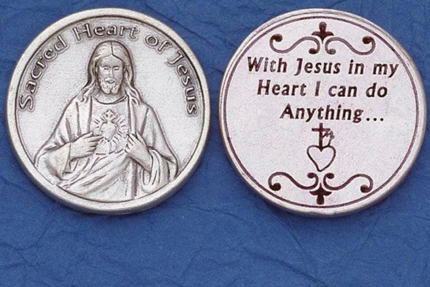 Sacred Heart pocket prayer token/coin