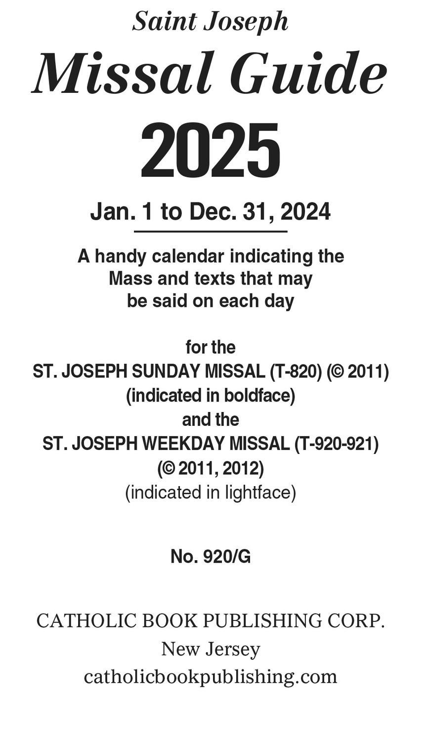 Missal Guide 2025