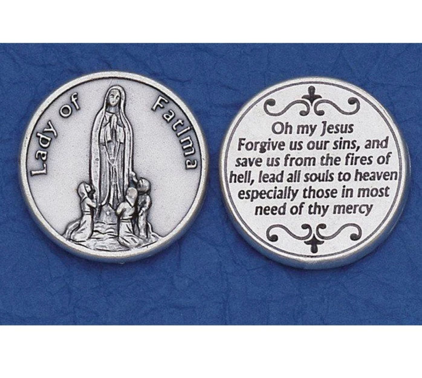 Our Lady of Fatima Italian pocket prayer token/coin