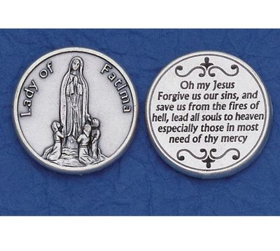 Our Lady of Fatima Italian pocket prayer token/coin
