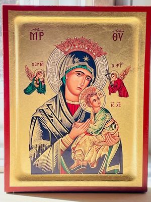 Our Lady of Perpetual Help Greek hand painted serigraph icon