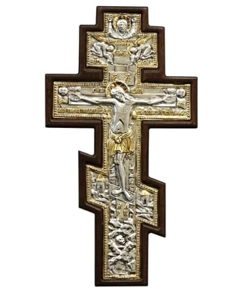 Blessing Cross Crucifixion Icon – engraved 925 silver &amp; wood