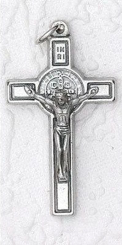 St Benedict 1.5&quot; Crucifix, Color: silver tone