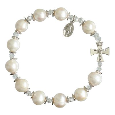 Rosary Bracelet Genuine Pearl 10mm