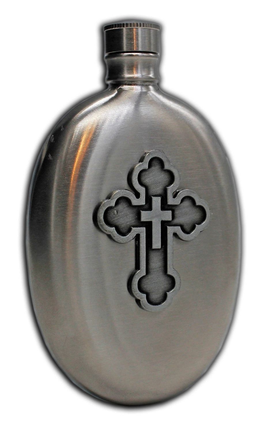 Cross Stainless Steel Holy Water Flask