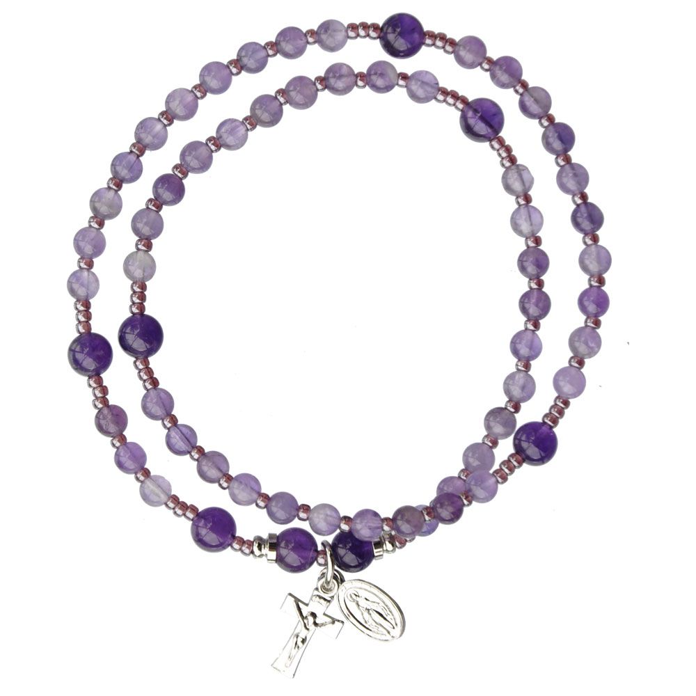 Rosary Wrap/Twist Bracelet Genuine Amethyst MM 4mm