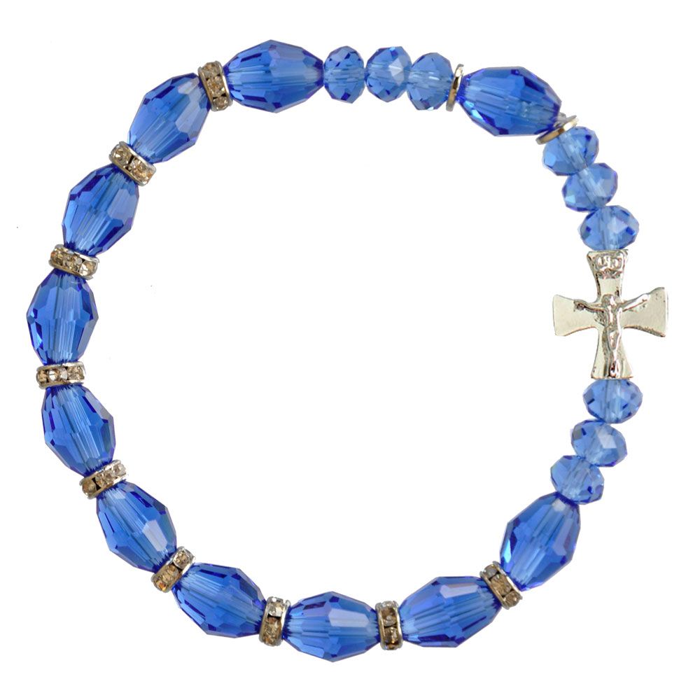 Rosary Bracelet Blue Genuine Crystal 10mm