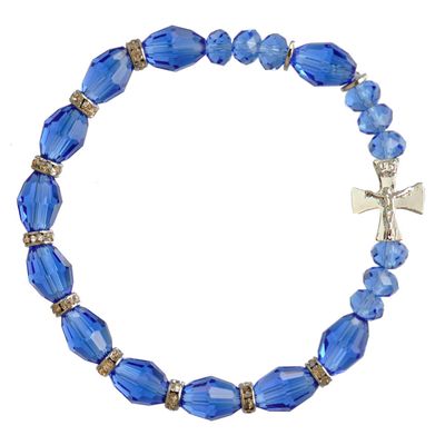 Rosary Bracelet Blue Genuine Crystal 10mm