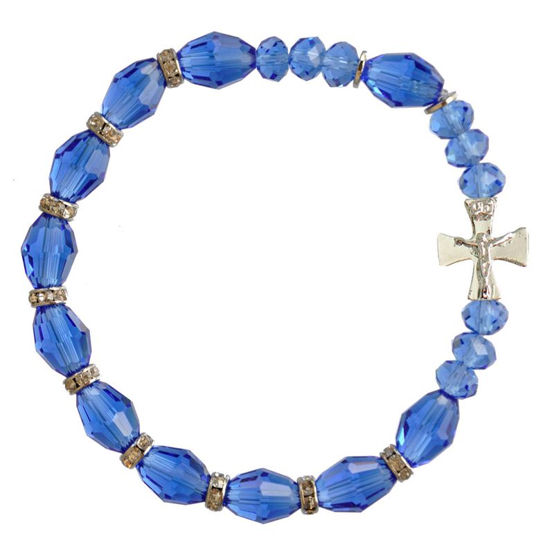 Rosary Bracelet Blue Genuine Crystal 10mm