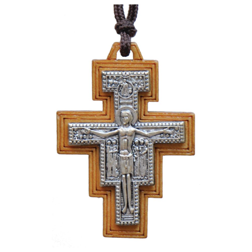 Necklace Wood San Damiano Cross 1.75&quot;