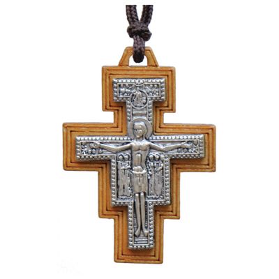 Necklace Wood San Damiano Cross 1.75&quot;