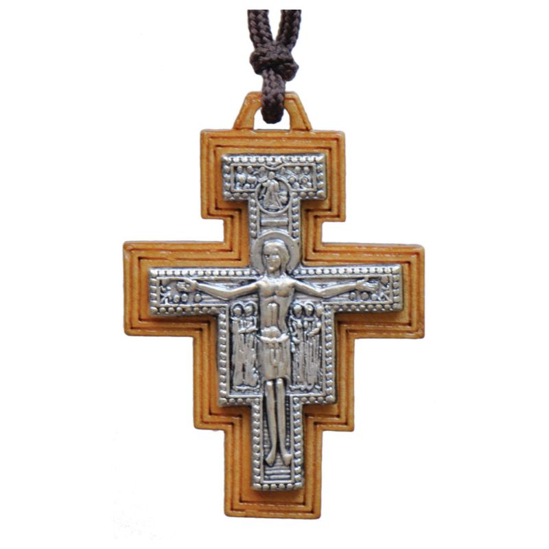 Necklace Wood San Damiano Cross 1.75&quot;