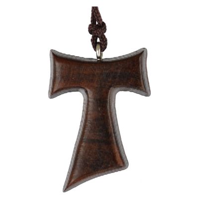 Necklace Tau Jujube Wood Cross  1.5&quot;