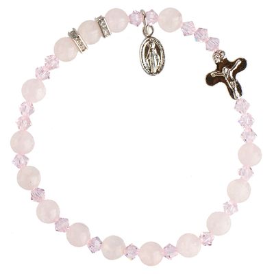 Rosary Bracelet Genuine Rose Quartz 6mm