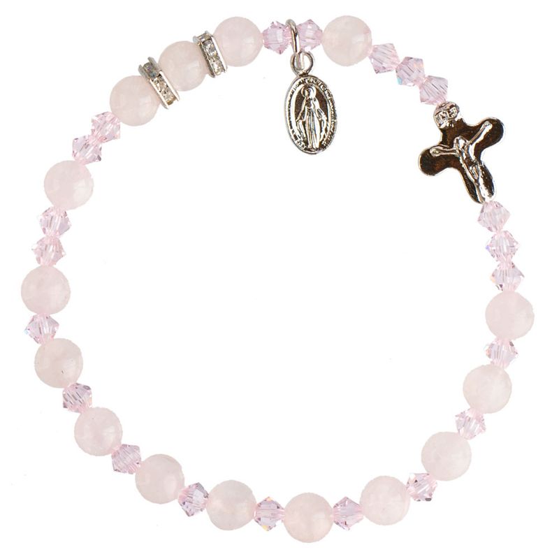 Rosary Bracelet Genuine Rose Quartz 6mm