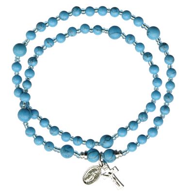 Rosary Wrap/Twist Bracelet Genuine Turquoise 4mm