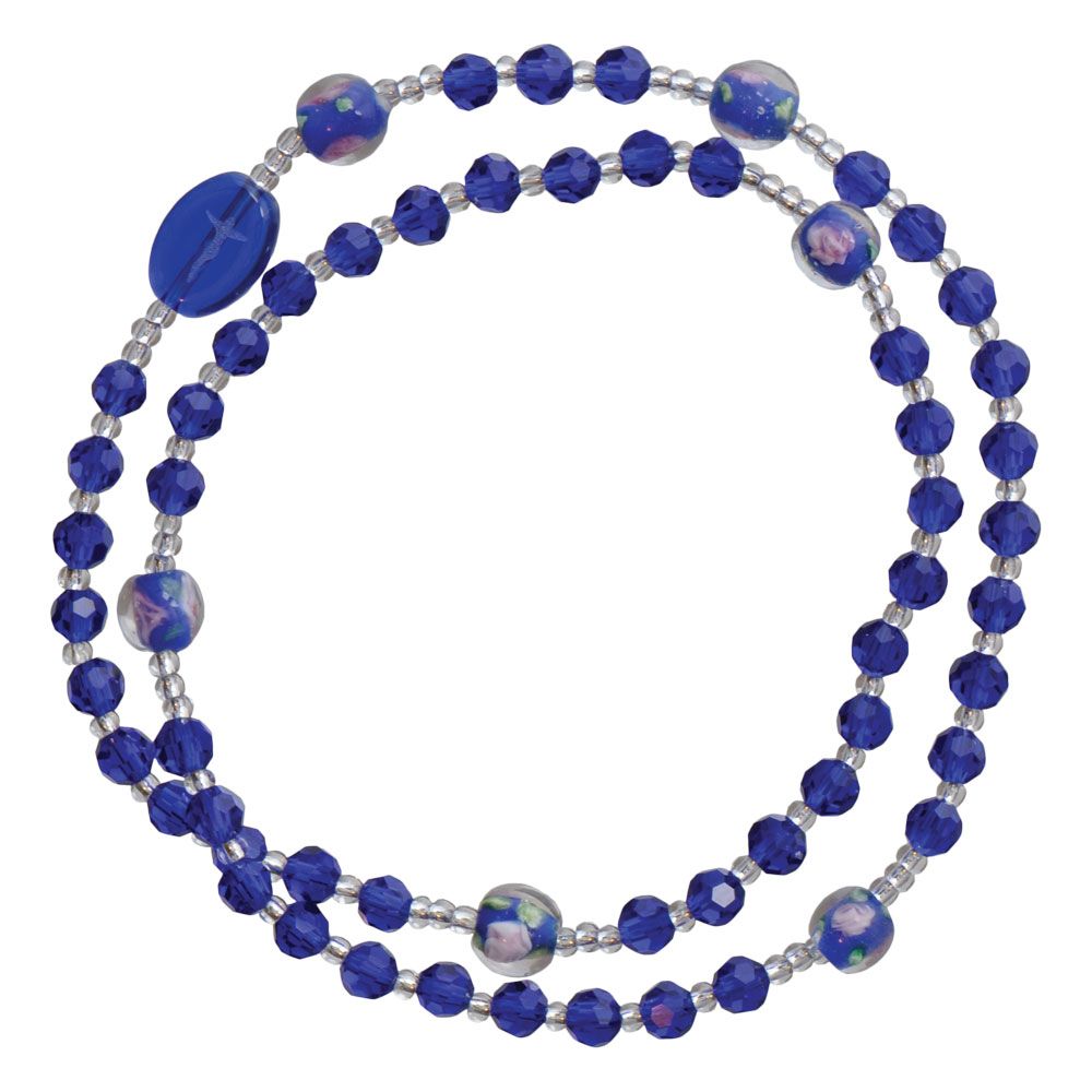 Rosary Wrap/Twist Bracelet Blue Crystal 4mm