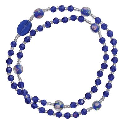 Rosary Wrap/Twist Bracelet Blue Crystal 4mm