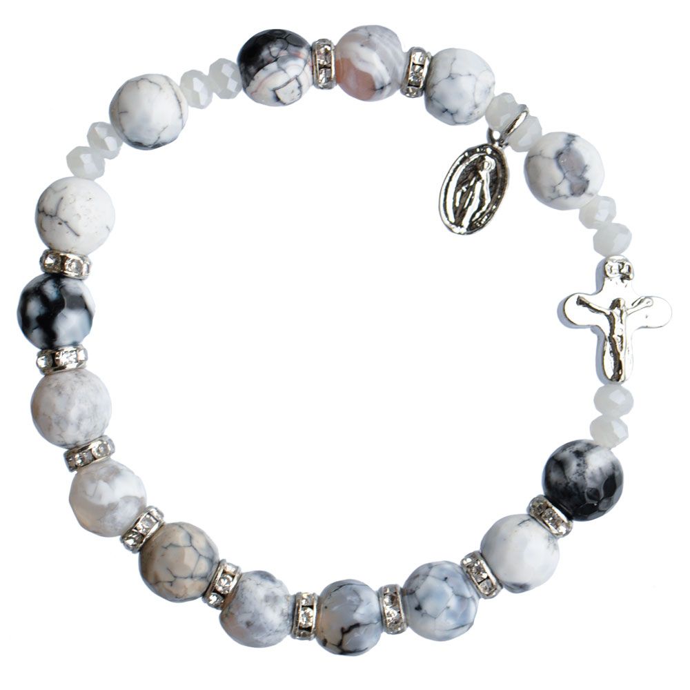 Rosary Bracelet Genuine Howlite 8mm