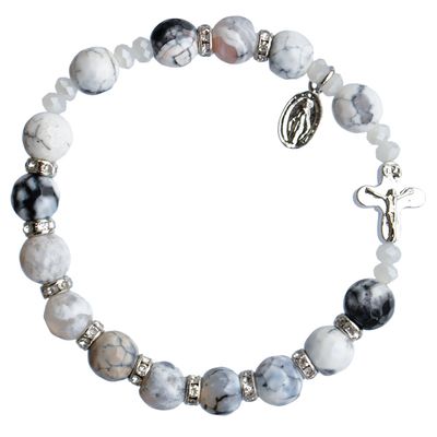 Rosary Bracelet Genuine Howlite 8mm