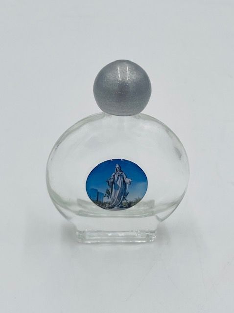Our Lady of Peace Small Glass Custom Holy Water Bottle