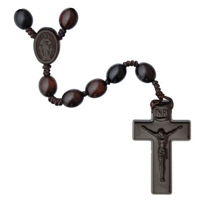 Rosary 5-decade Oval Jujube Wood 12mm