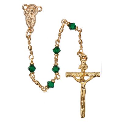 Rosary 5 decade Green Crystal 4mm