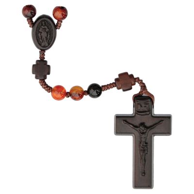 Rosary 5-decade MM Agate Jujube Wood 6mm