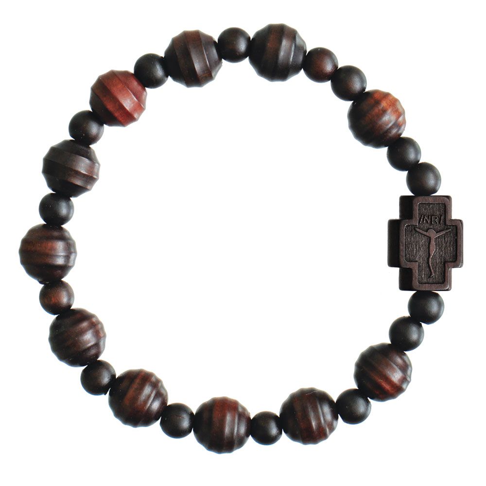 Rosary Bracelet Carved Jujube Wood stretch 10mm