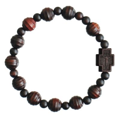 Rosary Bracelet Carved Jujube Wood stretch 10mm