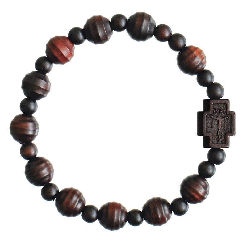 Rosary Bracelet Carved Jujube Wood stretch 10mm