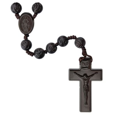 Rosary 5-decade Rose Carved Jujube Wood 10mm