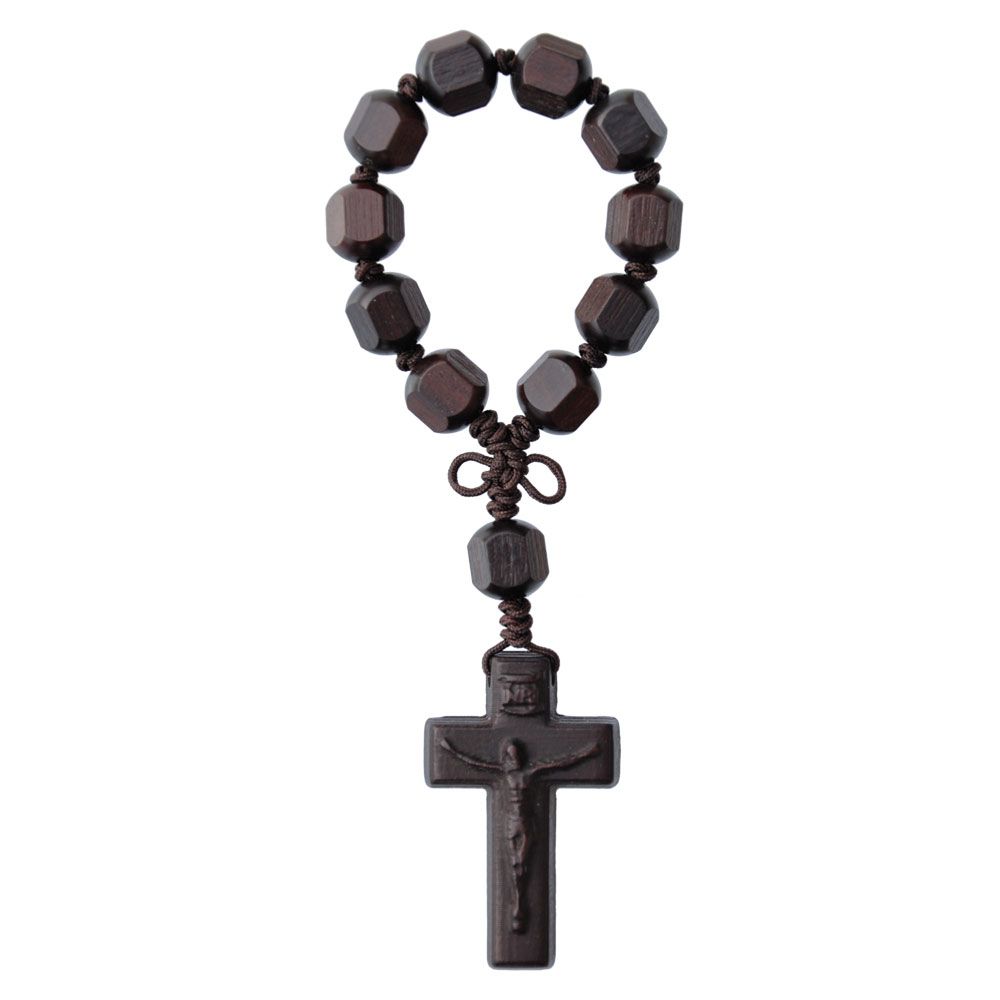 Rosary one-decade Hex Cut Jujube Wood 12mm