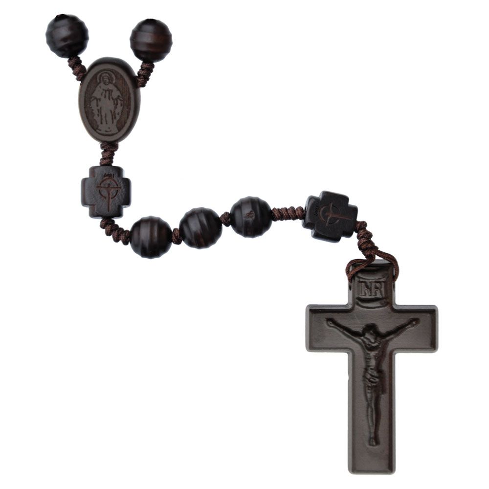 Rosary 5-decade + Striped Cut Jujube Wood 10mm