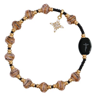 Rosary bracelet: Murano glass gold swirl 8mm