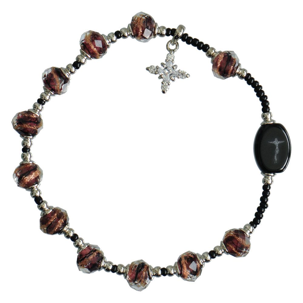 Rosary Bracelet Murano Glass Thistle Swirl 8mm