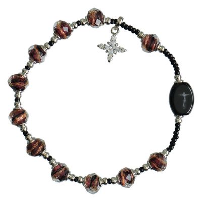 Rosary Bracelet Murano Glass Thistle Swirl 8mm