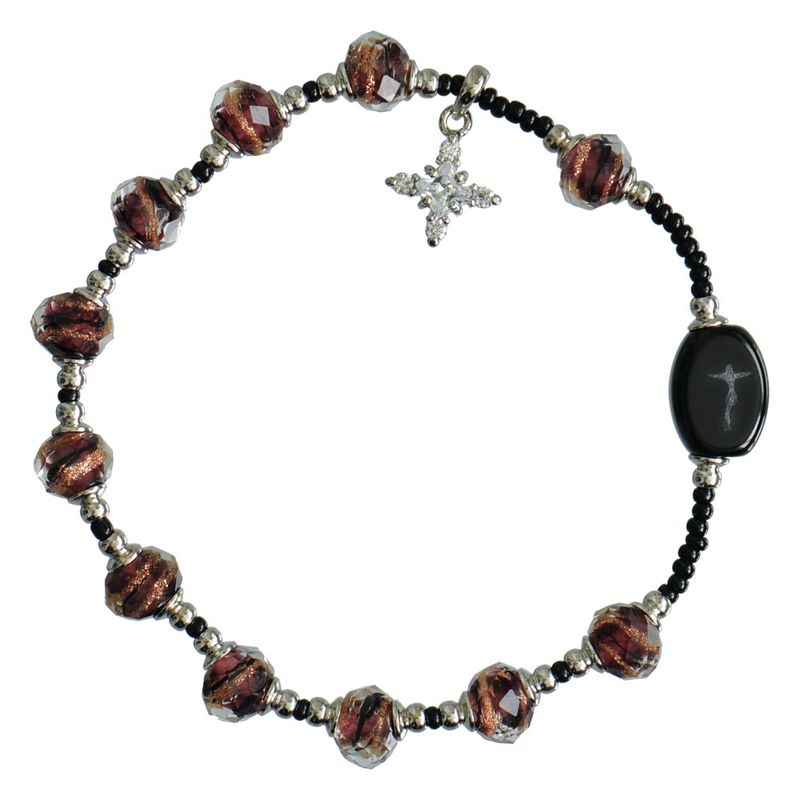 Rosary Bracelet Murano Glass Thistle Swirl 8mm