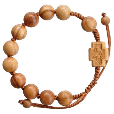 Rosary Bracelet Adjustable Olive Wood light10mm