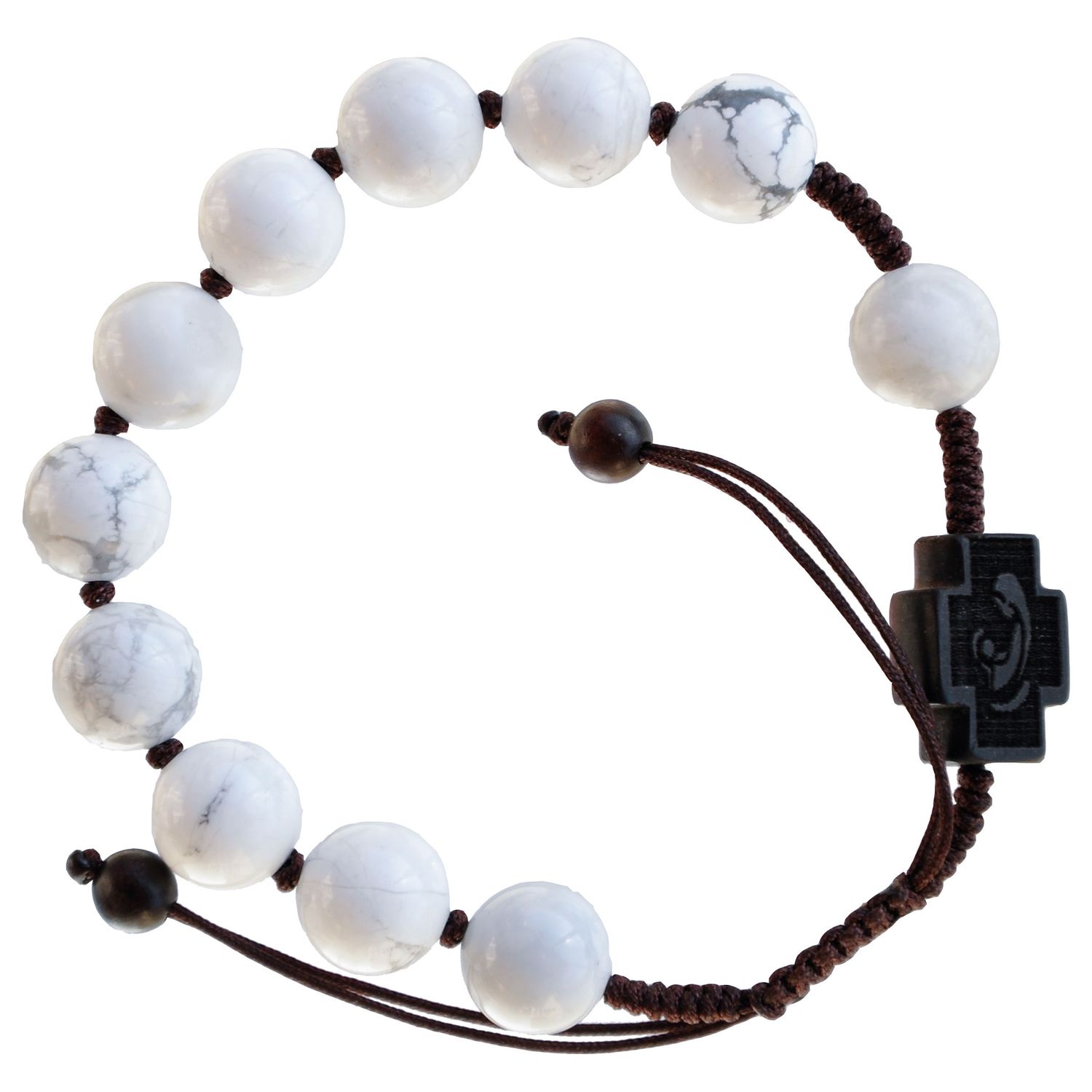 Rosary Bracelet Adjustable Howlite &amp; Jujube Wood 10mm