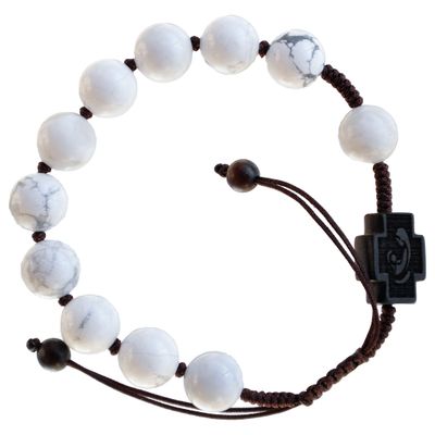Rosary Bracelet Adjustable Howlite &amp; Jujube Wood 10mm
