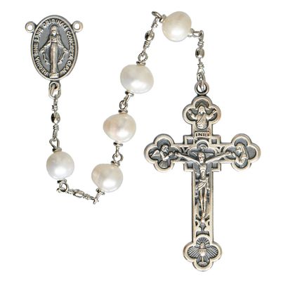 Rosary 5 decade Pearl 6 mm